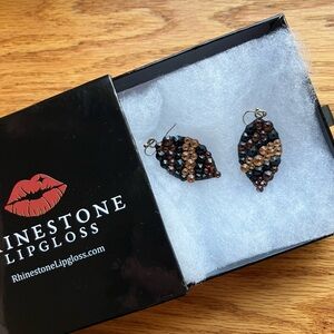 Rhinestone Lipgloss Leopard Earrings